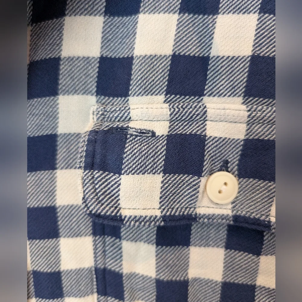 Polo by Ralph Lauren Men's Blue and Cream Flannel Overshirt